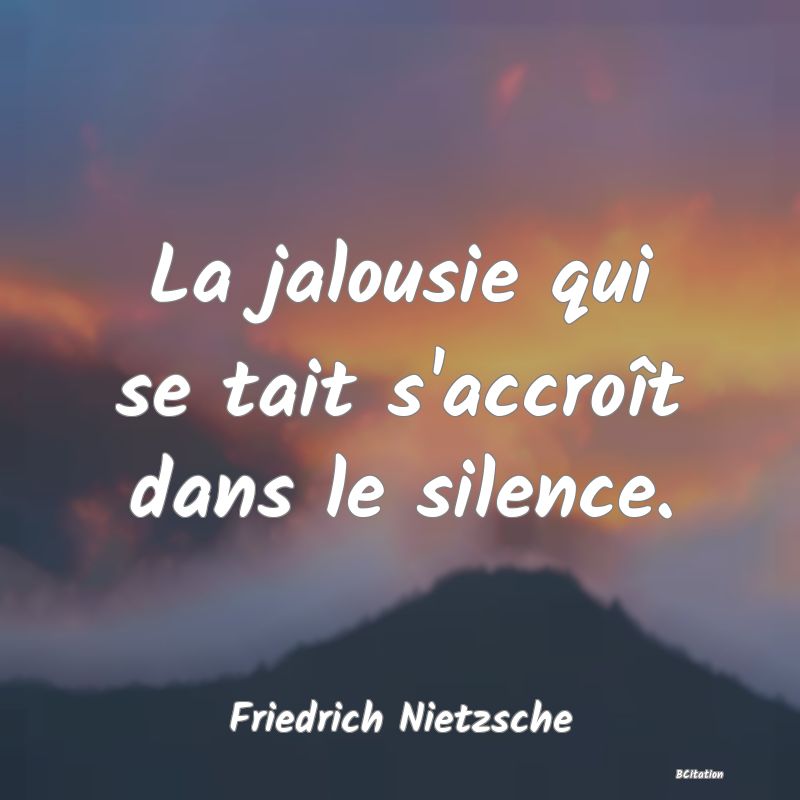 image de citation: La jalousie qui se tait s'accroît dans le silence.