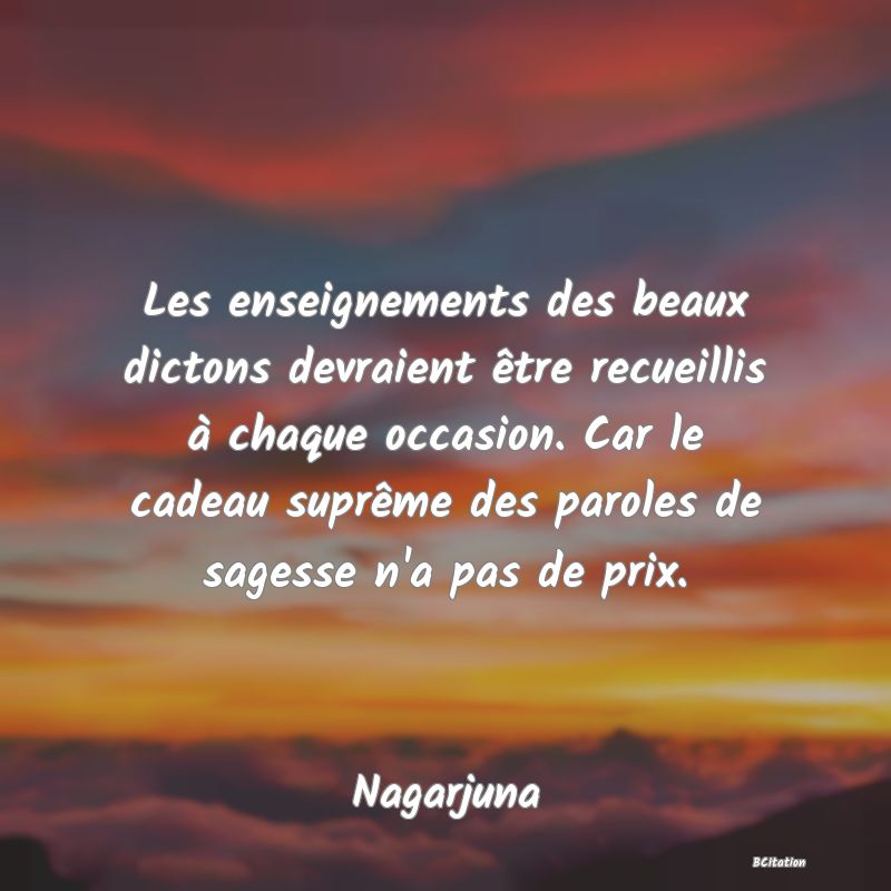 image de citation: Les enseignements des beaux dictons devraient être recueillis à chaque occasion. Car le cadeau suprême des paroles de sagesse n'a pas de prix.