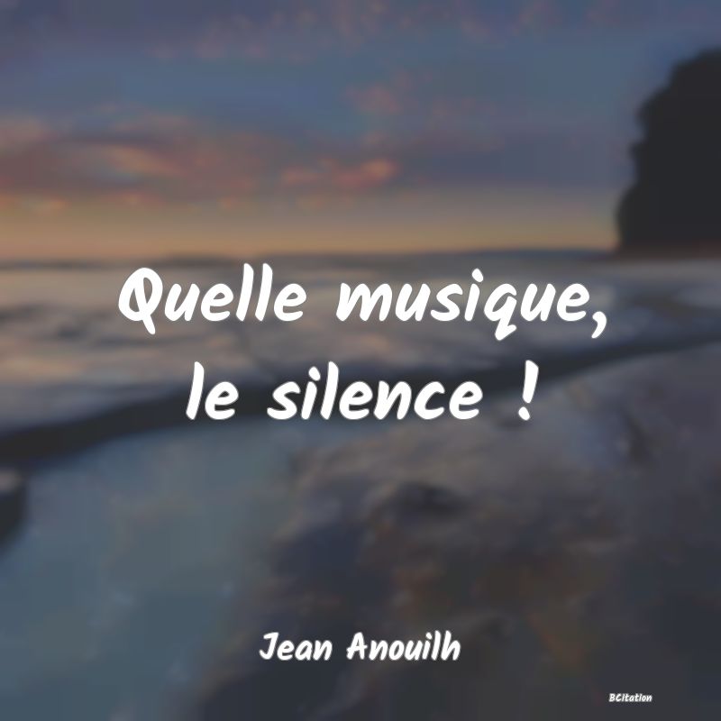 image de citation: Quelle musique, le silence !