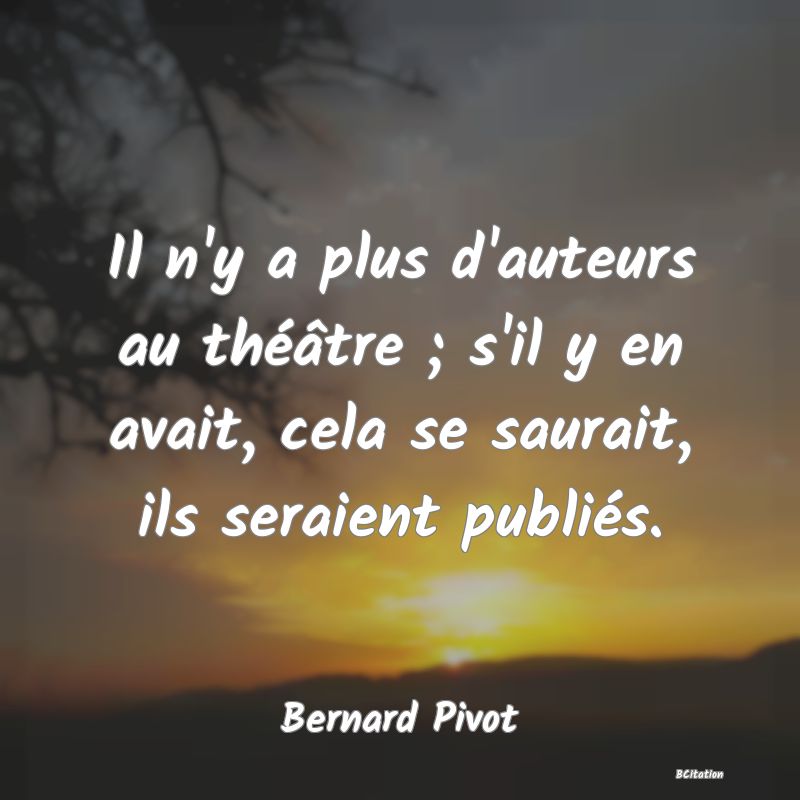 image de citation: Il n'y a plus d'auteurs au théâtre ; s'il y en avait, cela se saurait, ils seraient publiés.