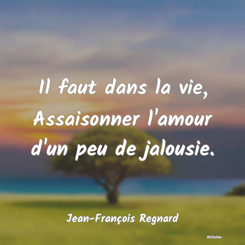 image de citation: Il faut dans la vie, Assaisonner l'amour d'un peu de jalousie.