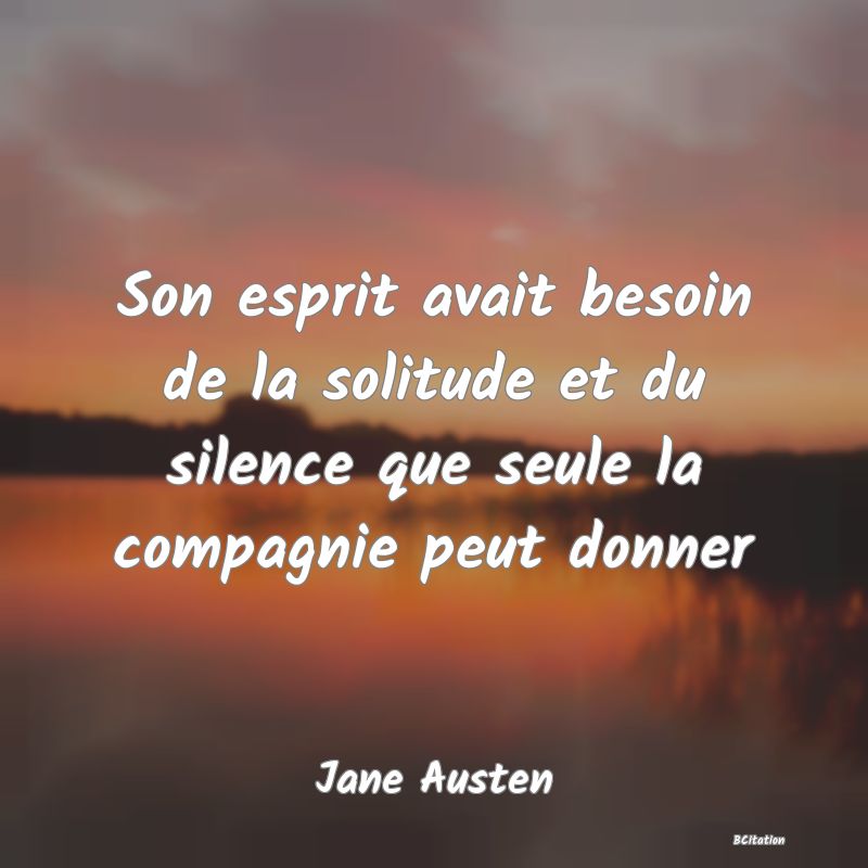 image de citation: Son esprit avait besoin de la solitude et du silence que seule la compagnie peut donner