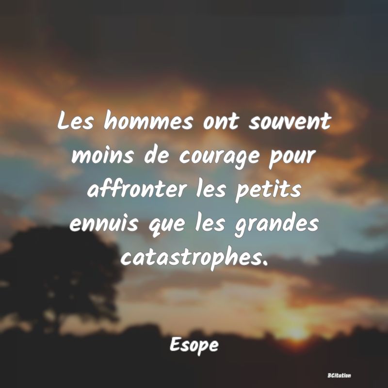 image de citation: Les hommes ont souvent moins de courage pour affronter les petits ennuis que les grandes catastrophes.