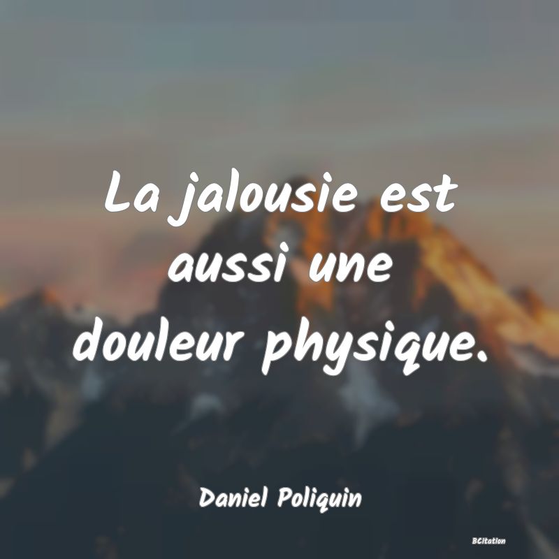 Belle Citation - La jalousie est aussi une douleur physique. - Daniel Poliquin