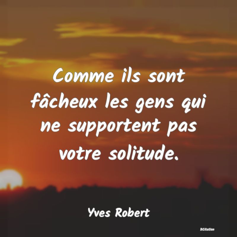 image de citation: Comme ils sont fâcheux les gens qui ne supportent pas votre solitude.