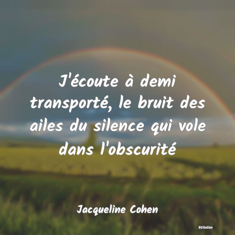 image de citation: J'écoute à demi transporté, le bruit des ailes du silence qui vole dans l'obscurité