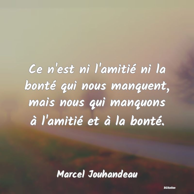 image de citation: Ce n'est ni l'amitié ni la bonté qui nous manquent, mais nous qui manquons à l'amitié et à la bonté.