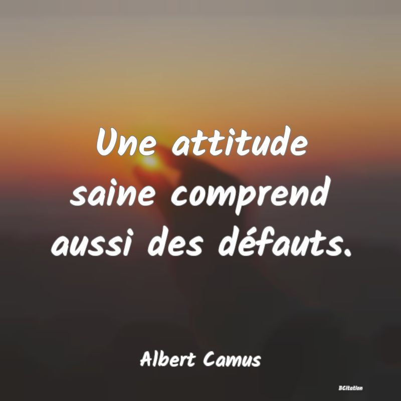 image de citation: Une attitude saine comprend aussi des défauts.