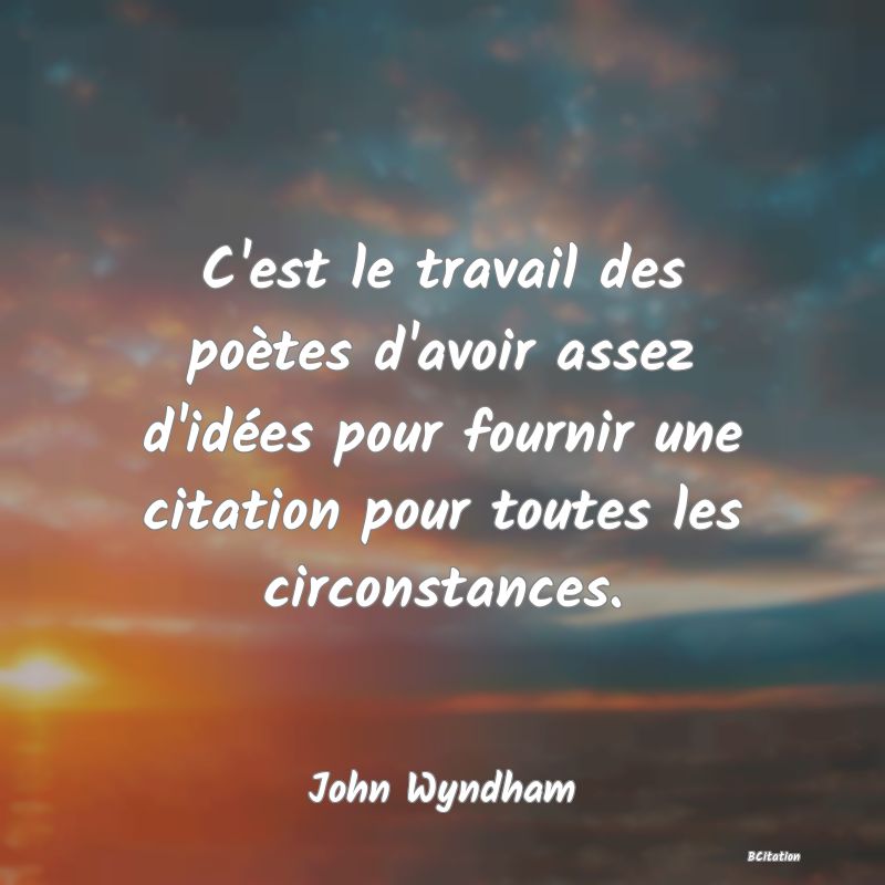 image de citation: C'est le travail des poètes d'avoir assez d'idées pour fournir une citation pour toutes les circonstances.