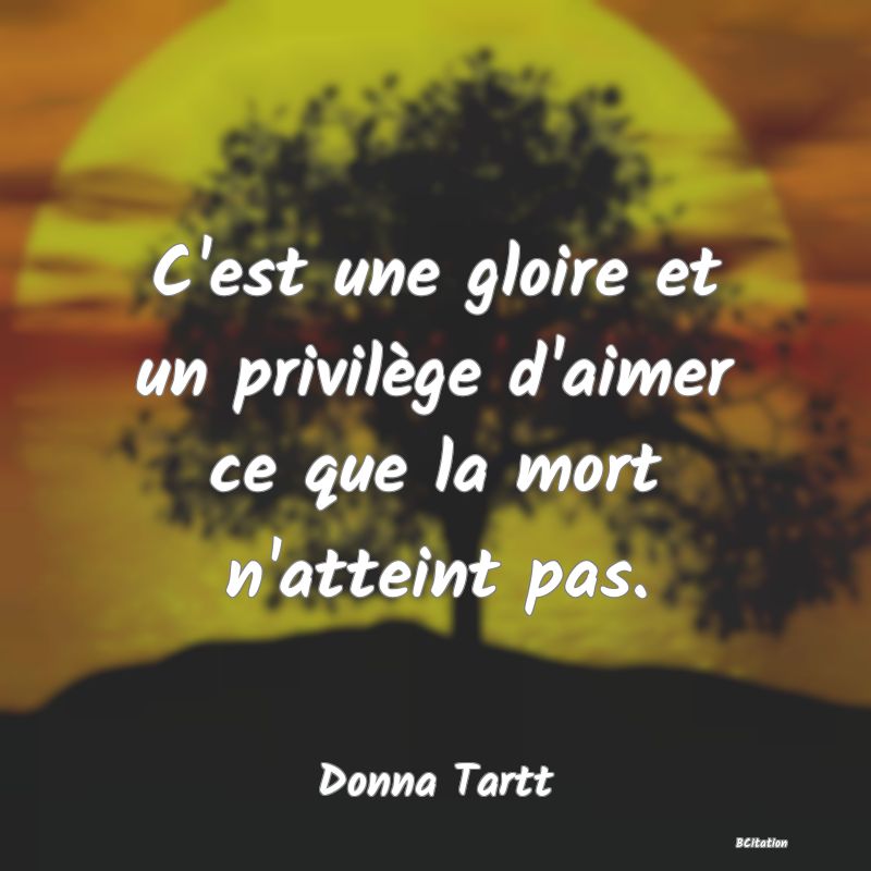 image de citation: C'est une gloire et un privilège d'aimer ce que la mort n'atteint pas.