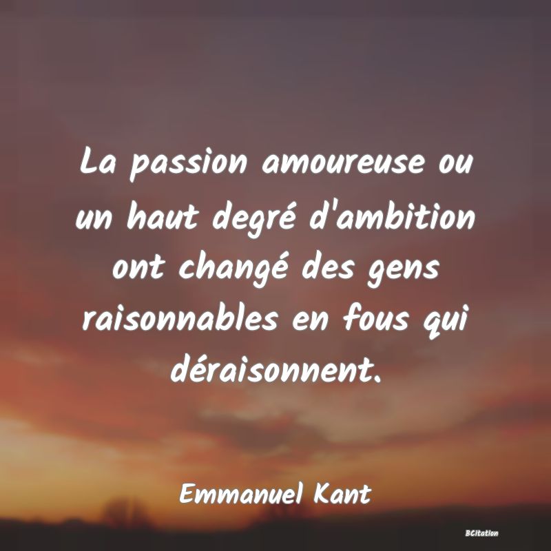 image de citation: La passion amoureuse ou un haut degré d'ambition ont changé des gens raisonnables en fous qui déraisonnent.