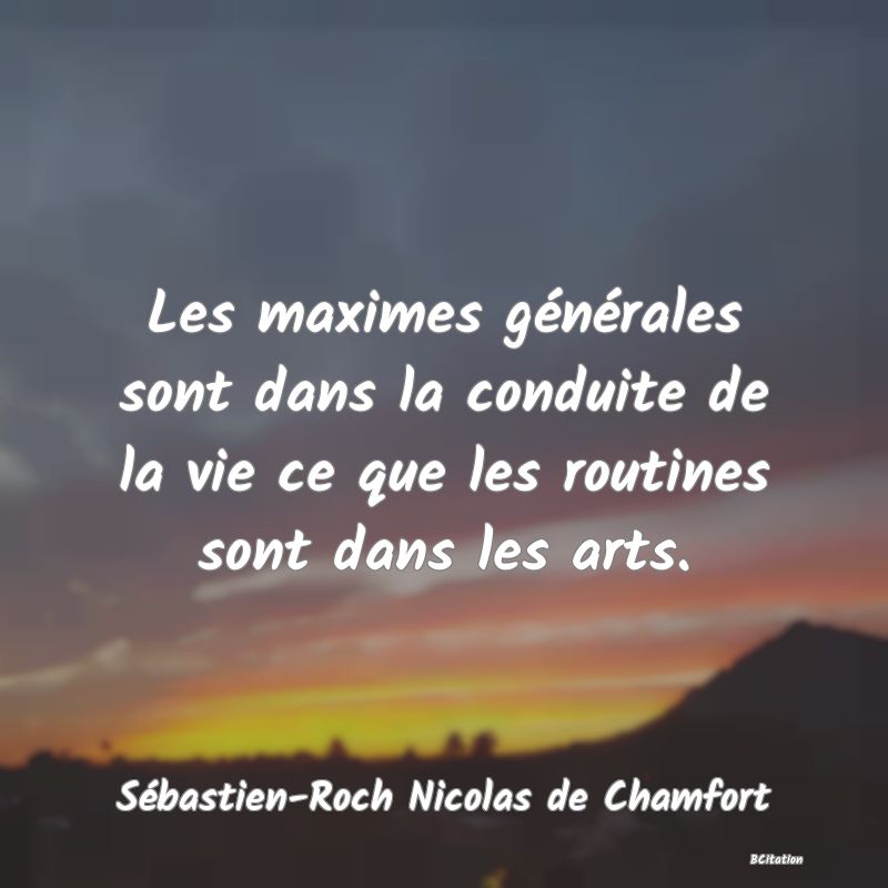 image de citation: Les maximes générales sont dans la conduite de la vie ce que les routines sont dans les arts.