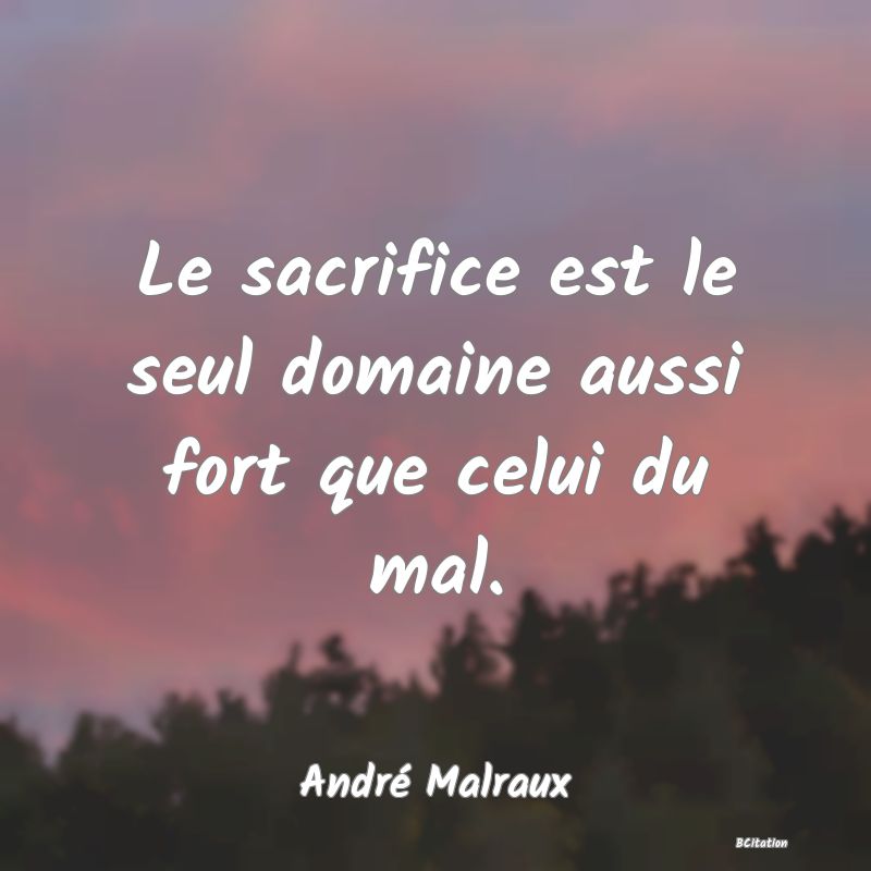 image de citation: Le sacrifice est le seul domaine aussi fort que celui du mal.