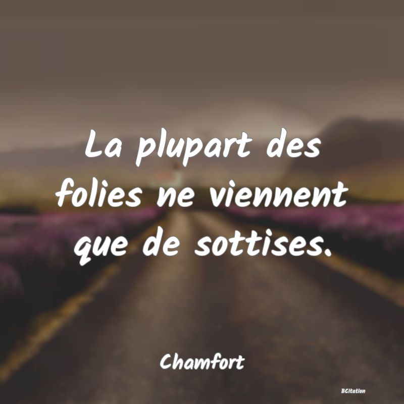 image de citation: La plupart des folies ne viennent que de sottises.