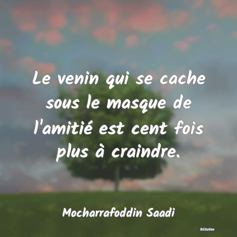 image de citation: Le venin qui se cache sous le masque de l'amitié est cent fois plus à craindre.