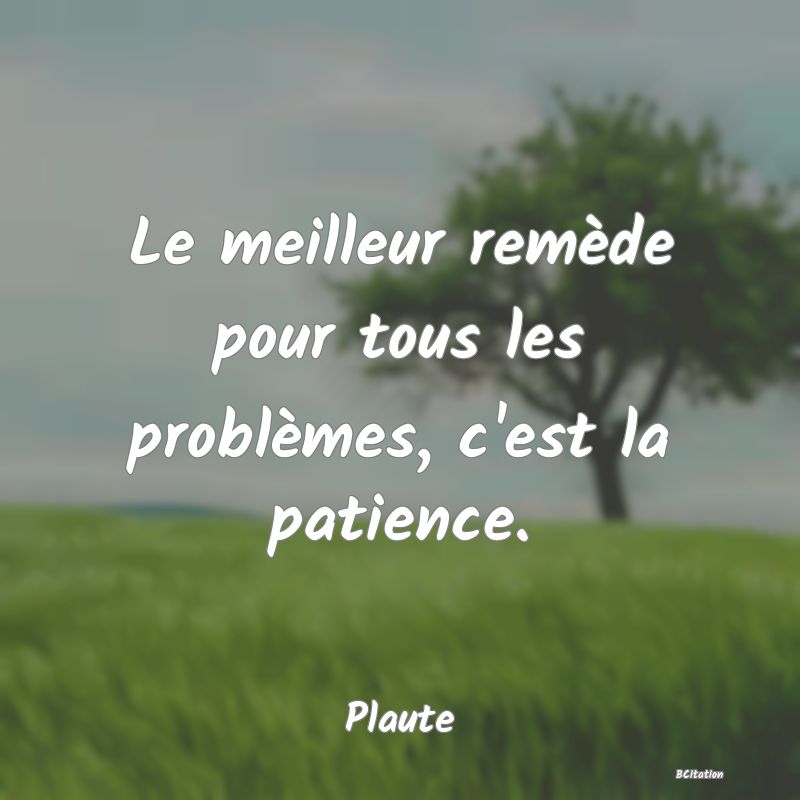 image de citation: Le meilleur remède pour tous les problèmes, c'est la patience.