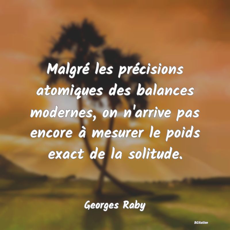 image de citation: Malgré les précisions atomiques des balances modernes, on n'arrive pas encore à mesurer le poids exact de la solitude.