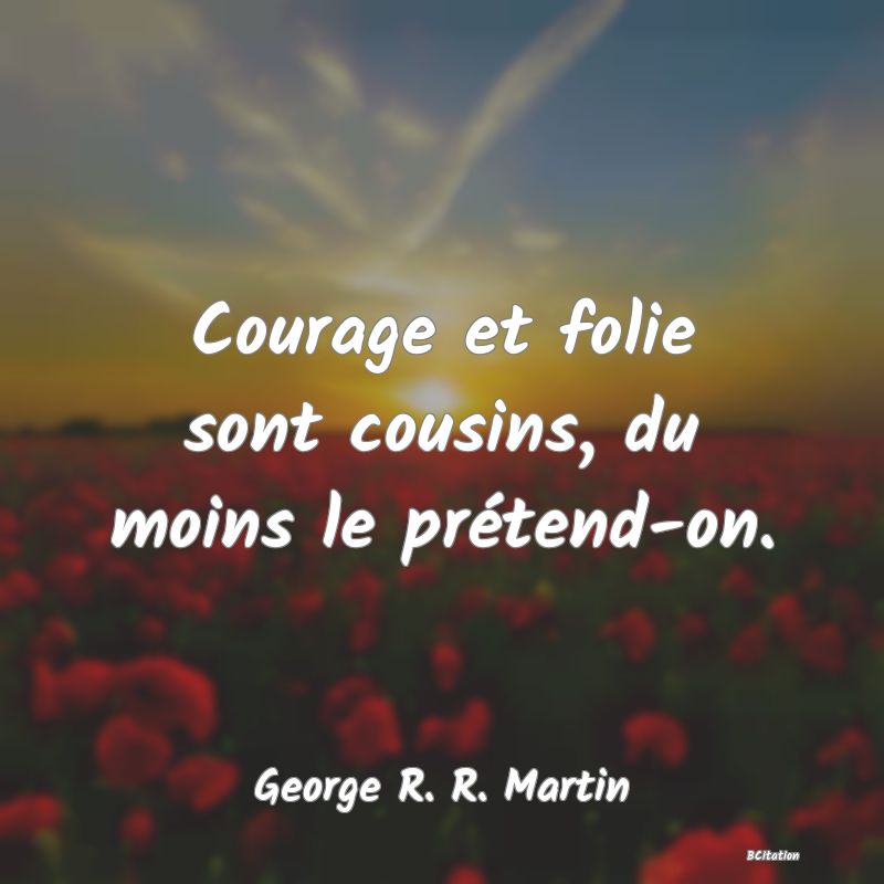 image de citation: Courage et folie sont cousins, du moins le prétend-on.