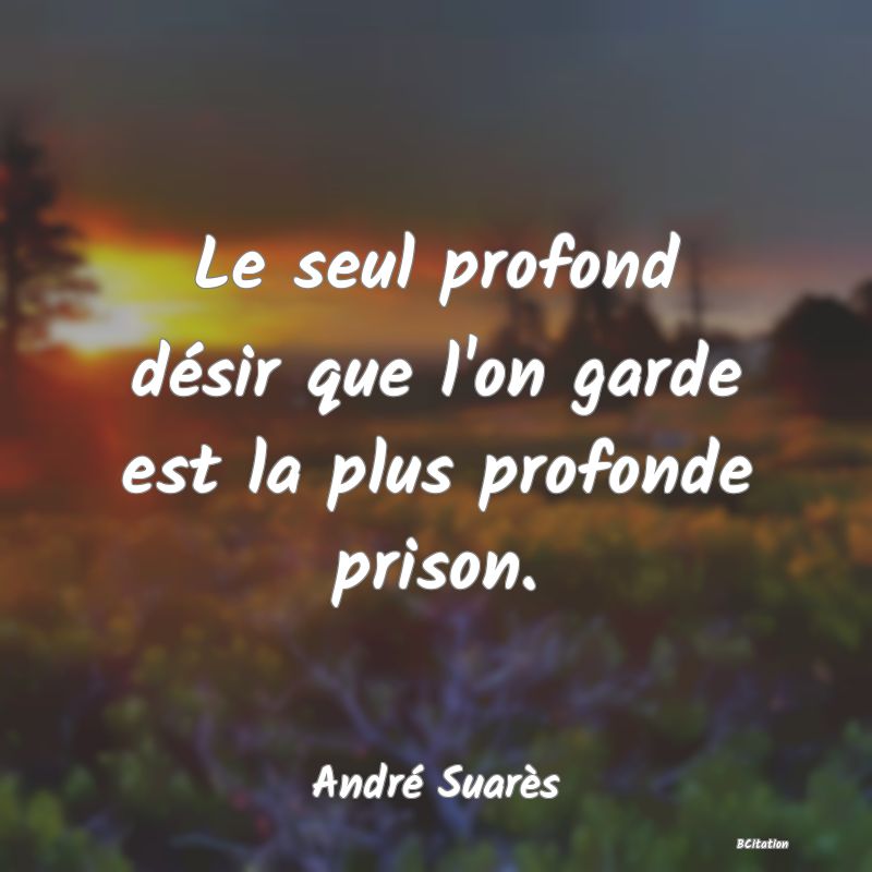 image de citation: Le seul profond désir que l'on garde est la plus profonde prison.