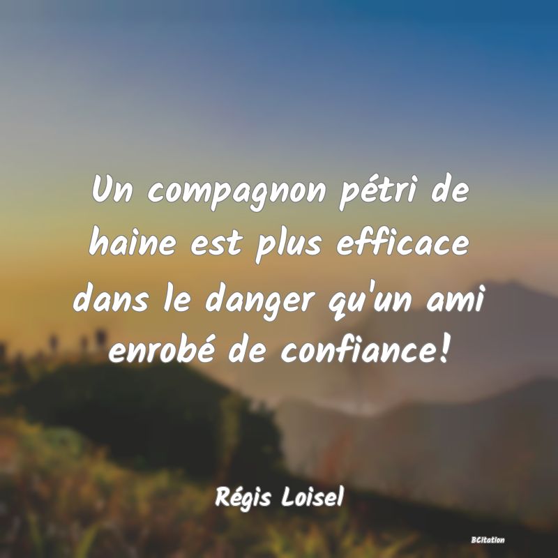 image de citation: Un compagnon pétri de haine est plus efficace dans le danger qu'un ami enrobé de confiance!