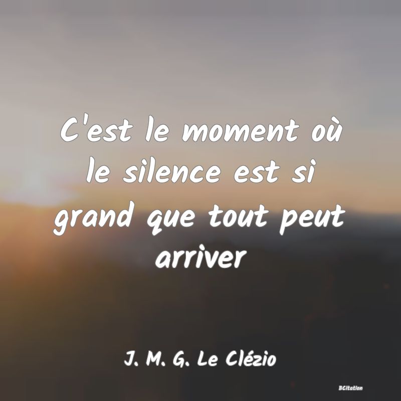 image de citation: C'est le moment où le silence est si grand que tout peut arriver