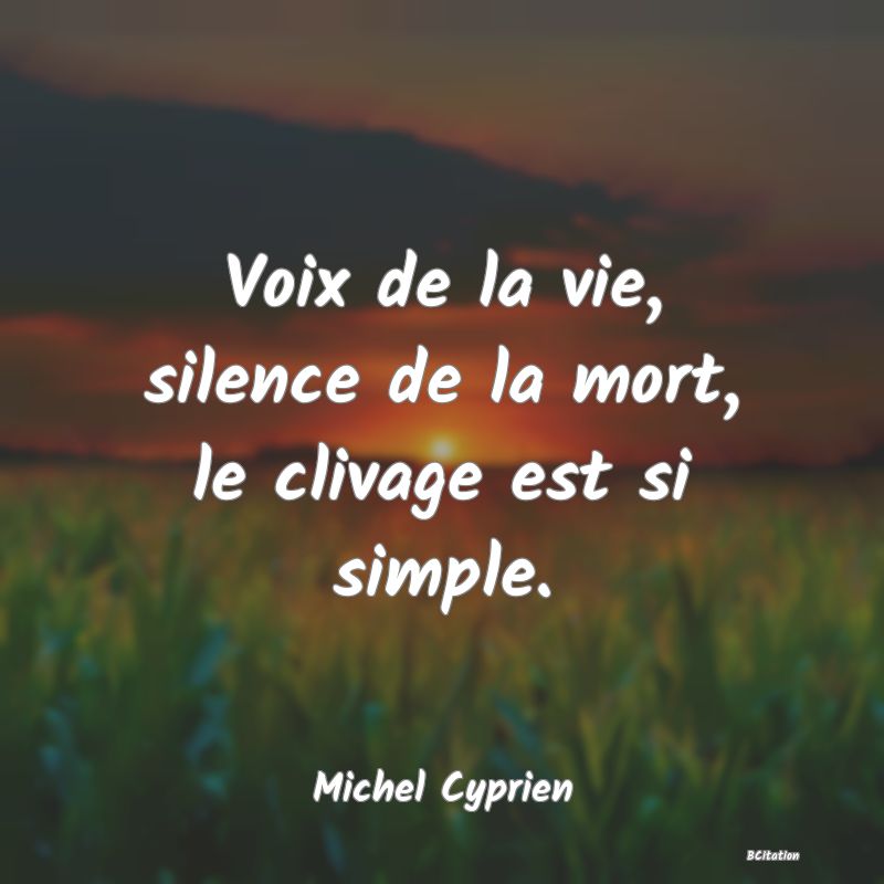 image de citation: Voix de la vie, silence de la mort, le clivage est si simple.