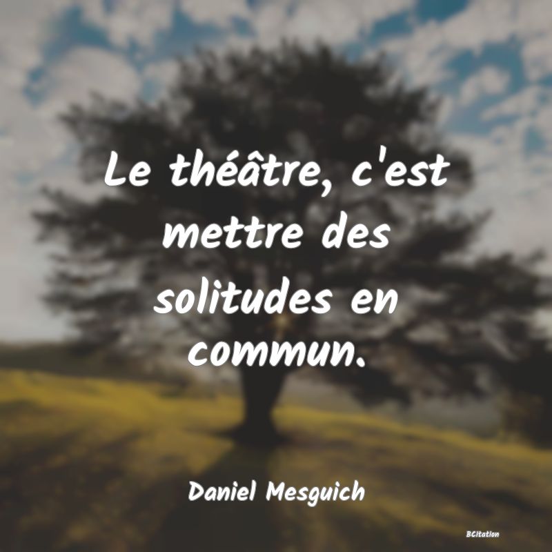 image de citation: Le théâtre, c'est mettre des solitudes en commun.