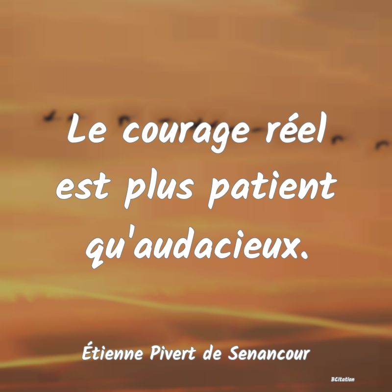 image de citation: Le courage réel est plus patient qu'audacieux.