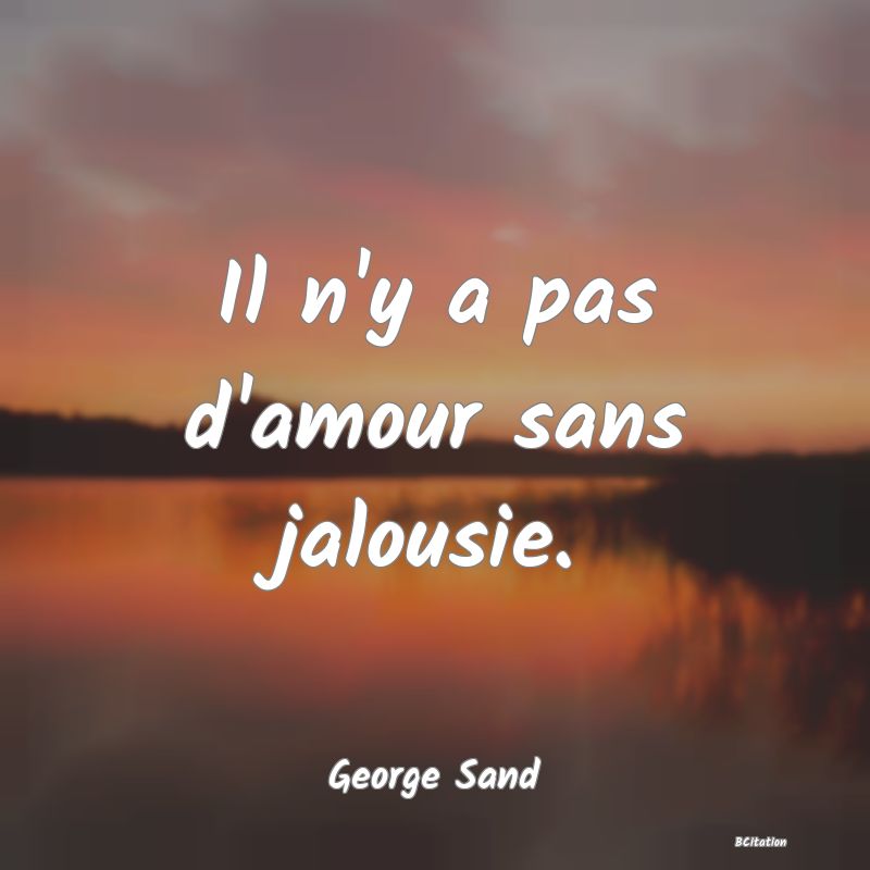 image de citation: Il n'y a pas d'amour sans jalousie.