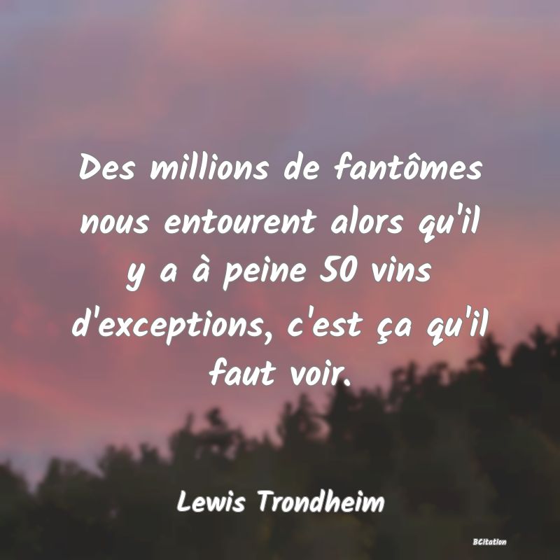 image de citation: Des millions de fantômes nous entourent alors qu'il y a à peine 50 vins d'exceptions, c'est ça qu'il faut voir.