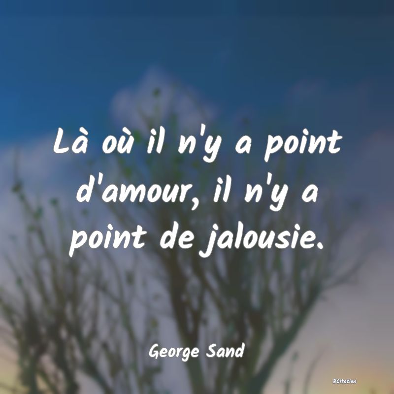 image de citation: Là où il n'y a point d'amour, il n'y a point de jalousie.