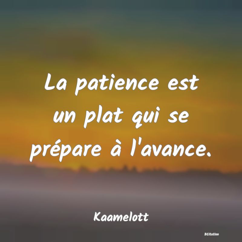 image de citation: La patience est un plat qui se prépare à l'avance.