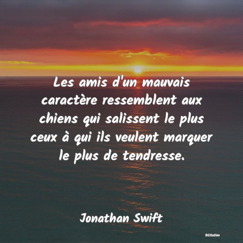 image de citation: Les amis d'un mauvais caractère ressemblent aux chiens qui salissent le plus ceux à qui ils veulent marquer le plus de tendresse.