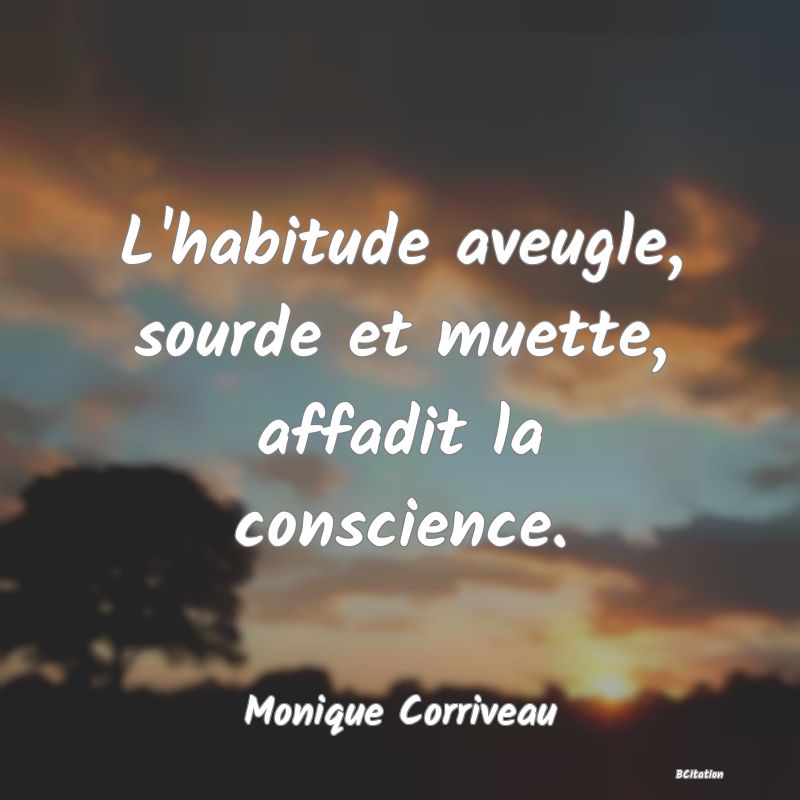 image de citation: L'habitude aveugle, sourde et muette, affadit la conscience.