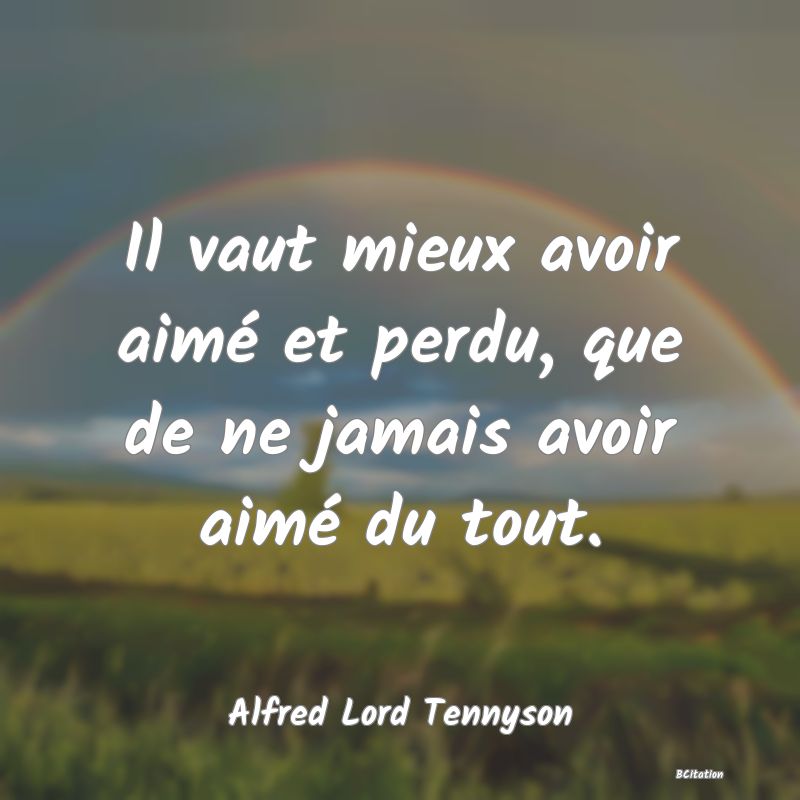 image de citation: Il vaut mieux avoir aimé et perdu, que de ne jamais avoir aimé du tout.