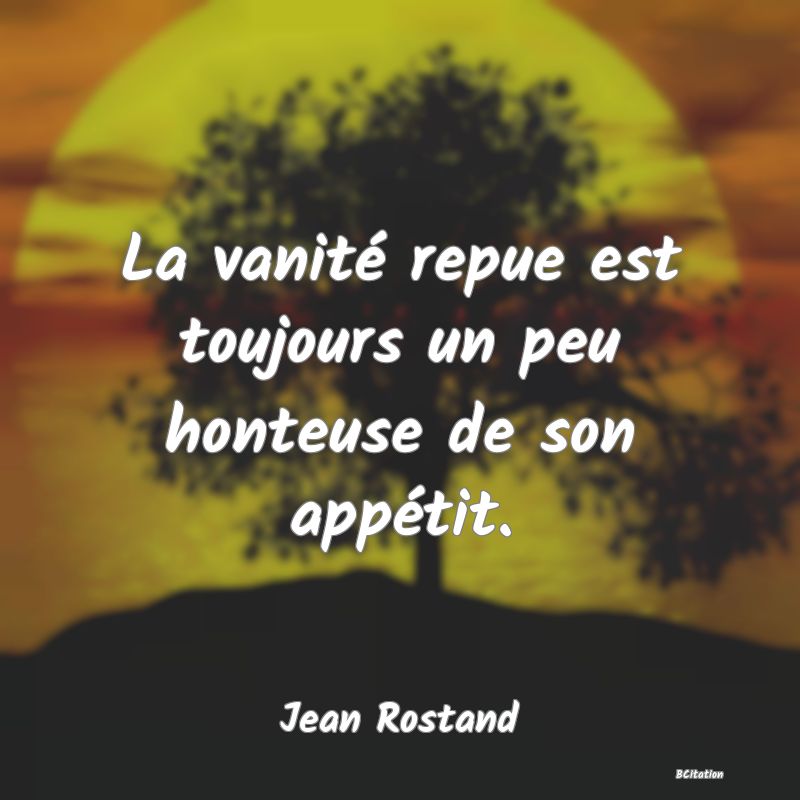 image de citation: La vanité repue est toujours un peu honteuse de son appétit.