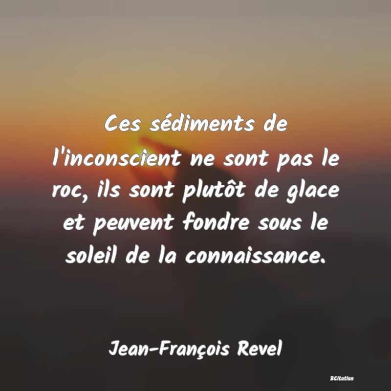 image de citation: Ces sédiments de l'inconscient ne sont pas le roc, ils sont plutôt de glace et peuvent fondre sous le soleil de la connaissance.