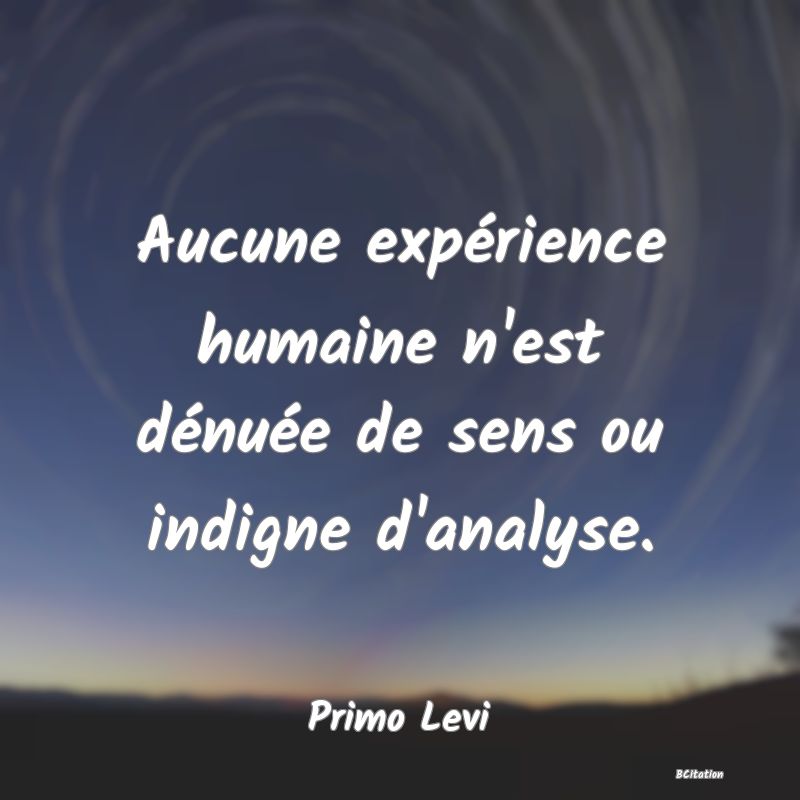 image de citation: Aucune expérience humaine n'est dénuée de sens ou indigne d'analyse.