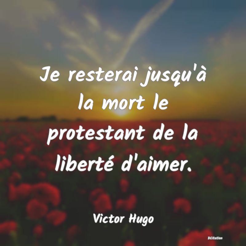 image de citation: Je resterai jusqu'à la mort le protestant de la liberté d'aimer.