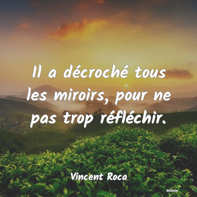 image de citation: Il a décroché tous les miroirs, pour ne pas trop réfléchir.