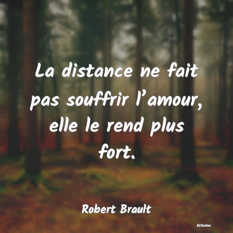 image de citation: La distance ne fait pas souffrir l’amour, elle le rend plus fort.