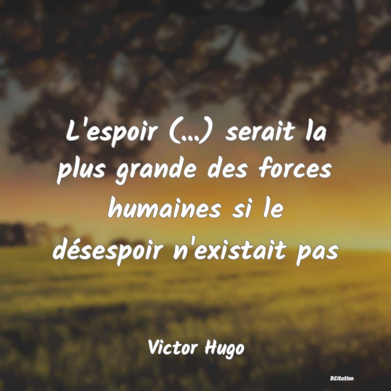 image de citation: L'espoir (...) serait la plus grande des forces humaines si le désespoir n'existait pas