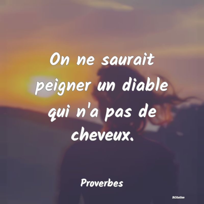 image de citation: On ne saurait peigner un diable qui n'a pas de cheveux.