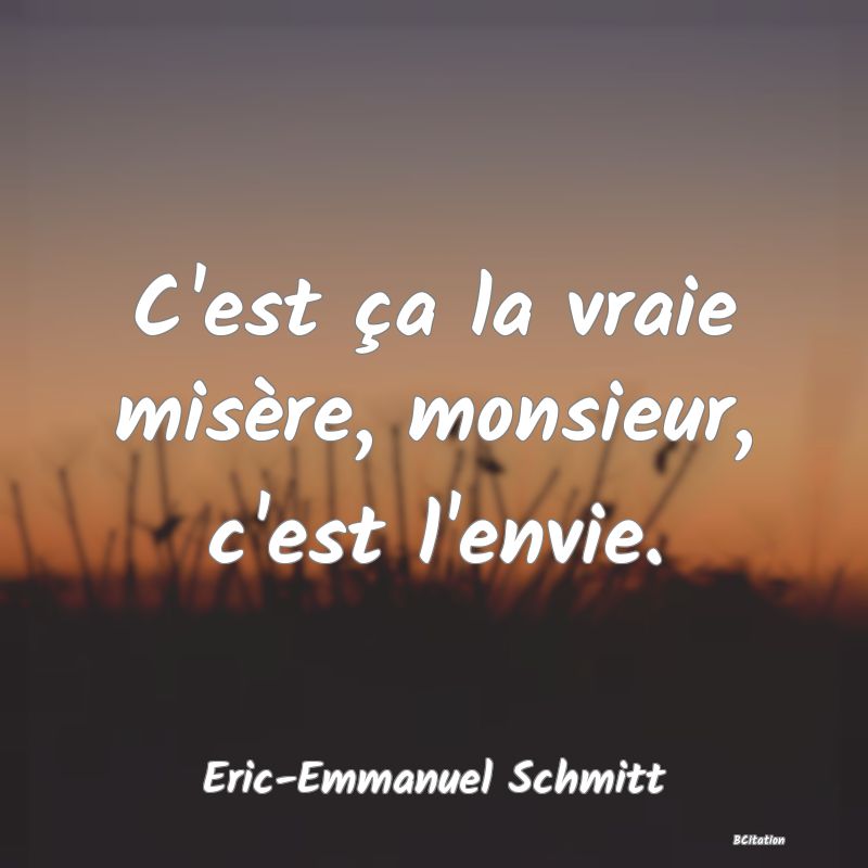 image de citation: C'est ça la vraie misère, monsieur, c'est l'envie.