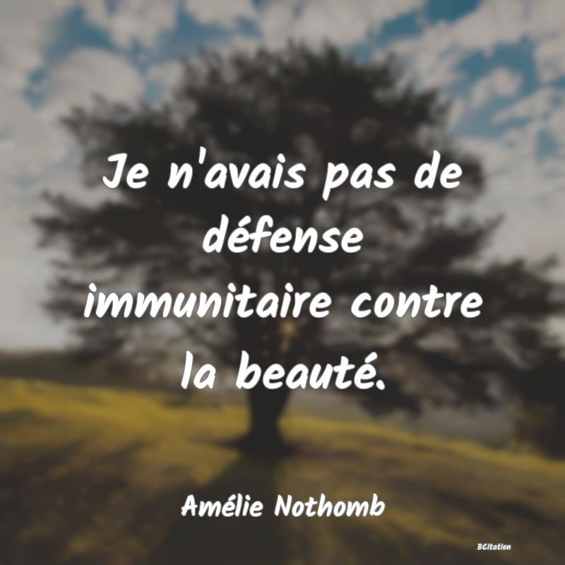 image de citation: Je n'avais pas de défense immunitaire contre la beauté.