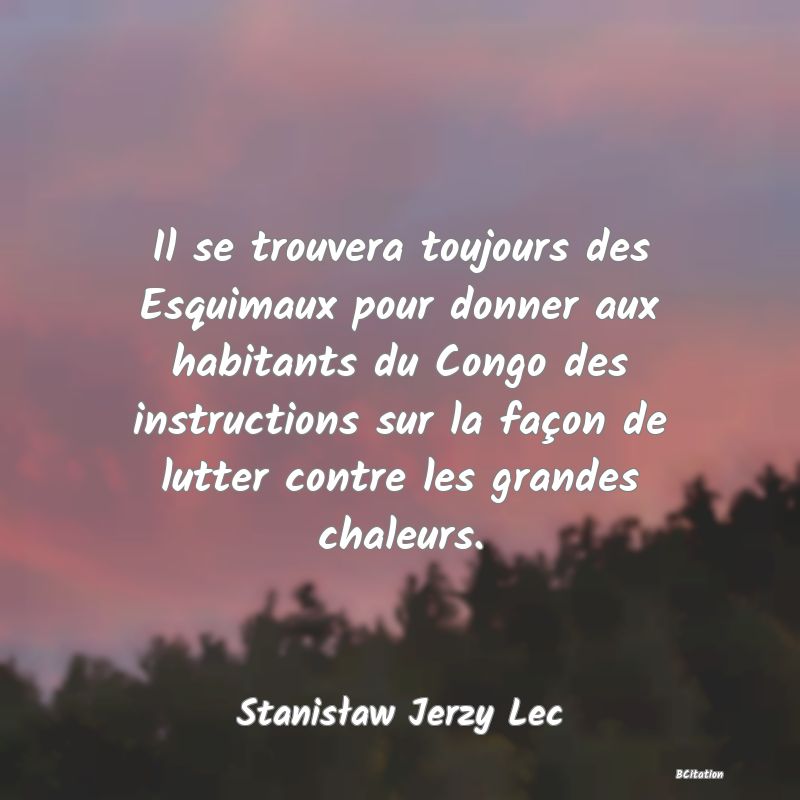 image de citation: Il se trouvera toujours des Esquimaux pour donner aux habitants du Congo des instructions sur la façon de lutter contre les grandes chaleurs.