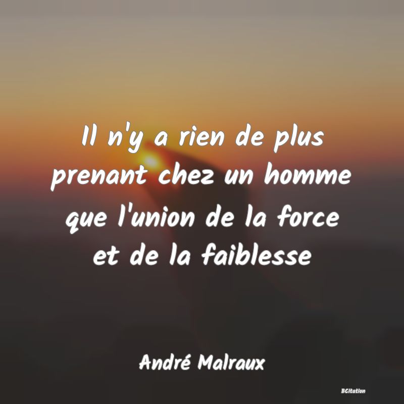 image de citation: Il n'y a rien de plus prenant chez un homme que l'union de la force et de la faiblesse