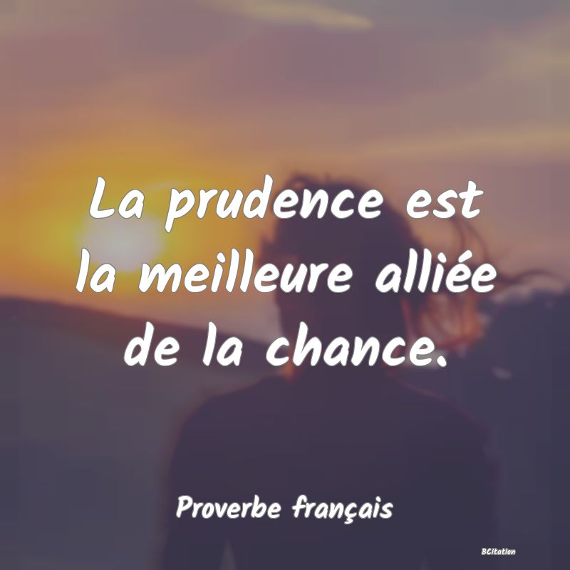 Belle Citation - La prudence est la meilleure alliée de la chance. - Proverbe français