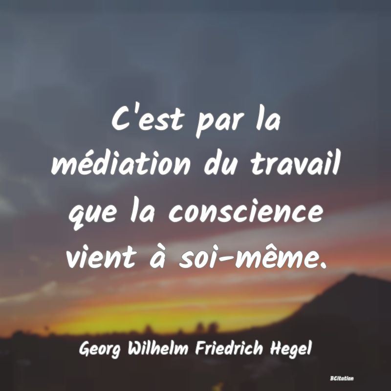 image de citation: C'est par la médiation du travail que la conscience vient à soi-même.