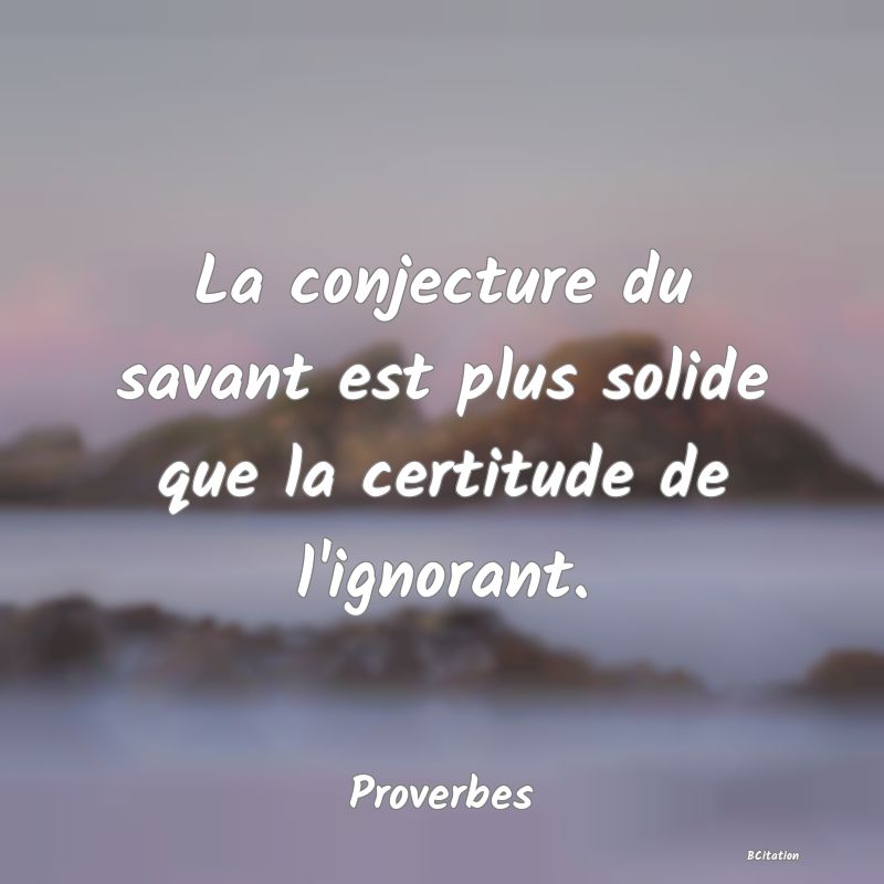 image de citation: La conjecture du savant est plus solide que la certitude de l'ignorant.